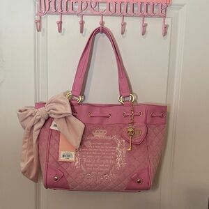 Juicy Couture Pink Quilted Tale Tote with Bow